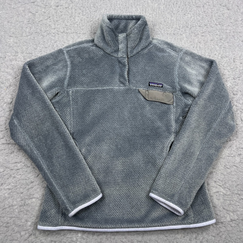 Patagonia Re-Tool Snap-T Pullover Women's Medium Gray Deep‎ Pile Fleece Sweater